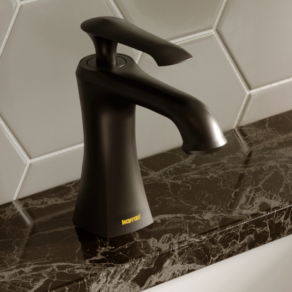 Woodburn Single Hole Single Handle Bathroom Faucet with Matching Pop-Up Drain In Matte Black