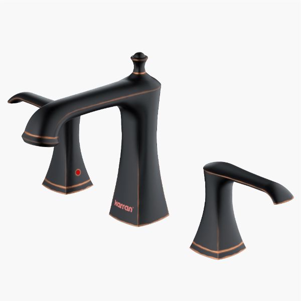 Woodburn Widespread Three-Hole 2-Handle Bathroom Faucet with Matching Pop-Up Drain In Oil-Rubbed Bronze