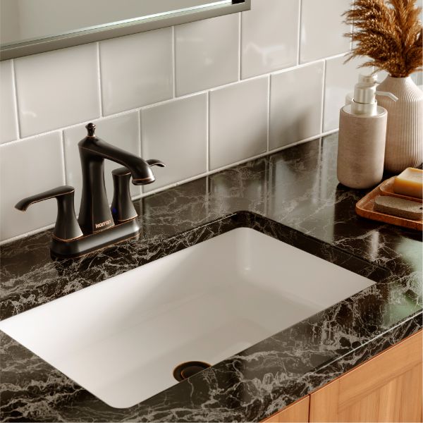 Woodburn Two-Hole 2-Handle Bathroom Faucet with Matching Pop-Up Drain In Oil-Rubbed Bronze