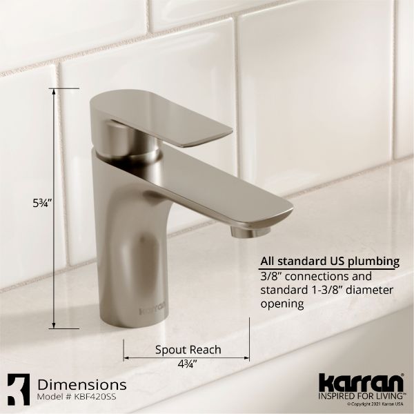 Kayes Single Hole Single Handle Bathroom Faucet with Matching Pop-up Drain In Stainless Steel