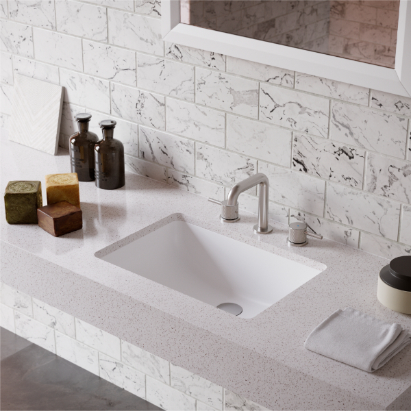 Tryst Widespread Three-Hole 2-Handle Bathroom Faucet with Matching Pop-up Drain In Stainless Steel