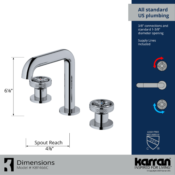 Tryst Widespread Three-Hole 2-Handle Bathroom Faucet with Matching Pop-up Drain In Chrome