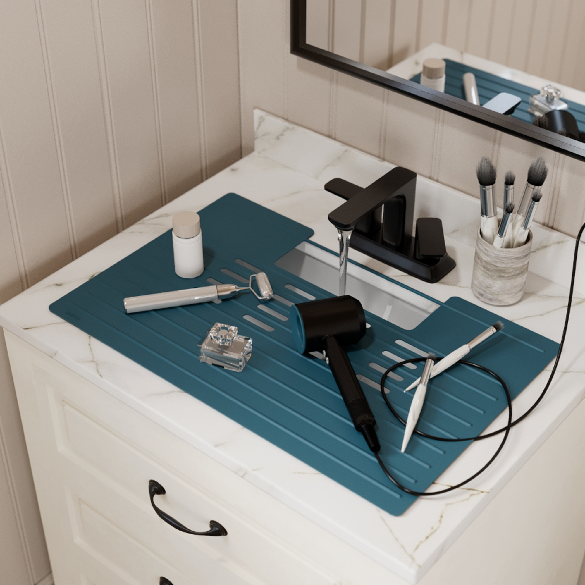 Teal Blue Vanity Bowl Mat