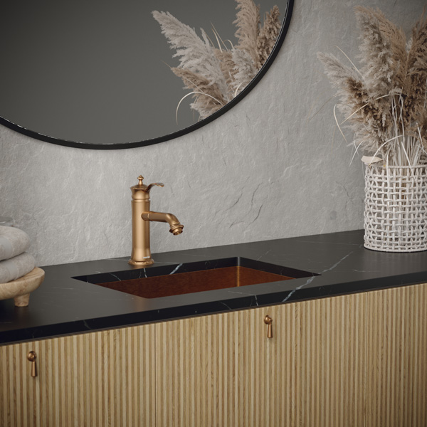 21-5/8" Undermount Stainless Steel Bathroom Sink In Brushed Copper