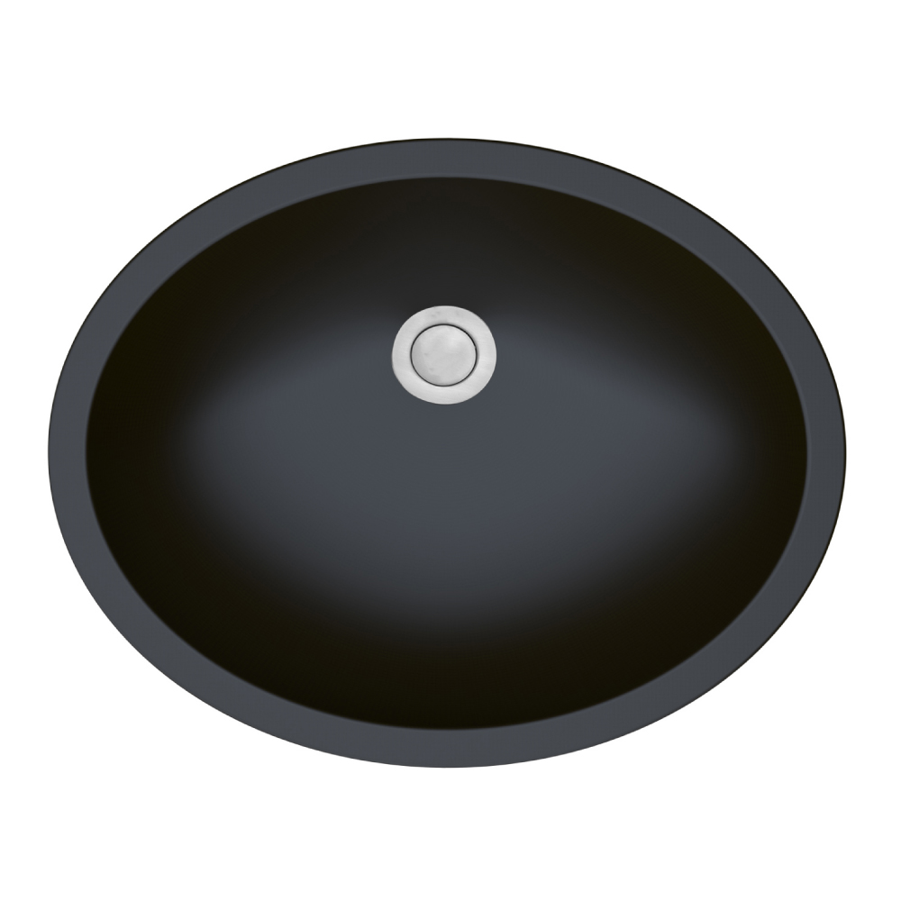 19" Seamless Undermount Quartz Composite Bathroom Sink In Black