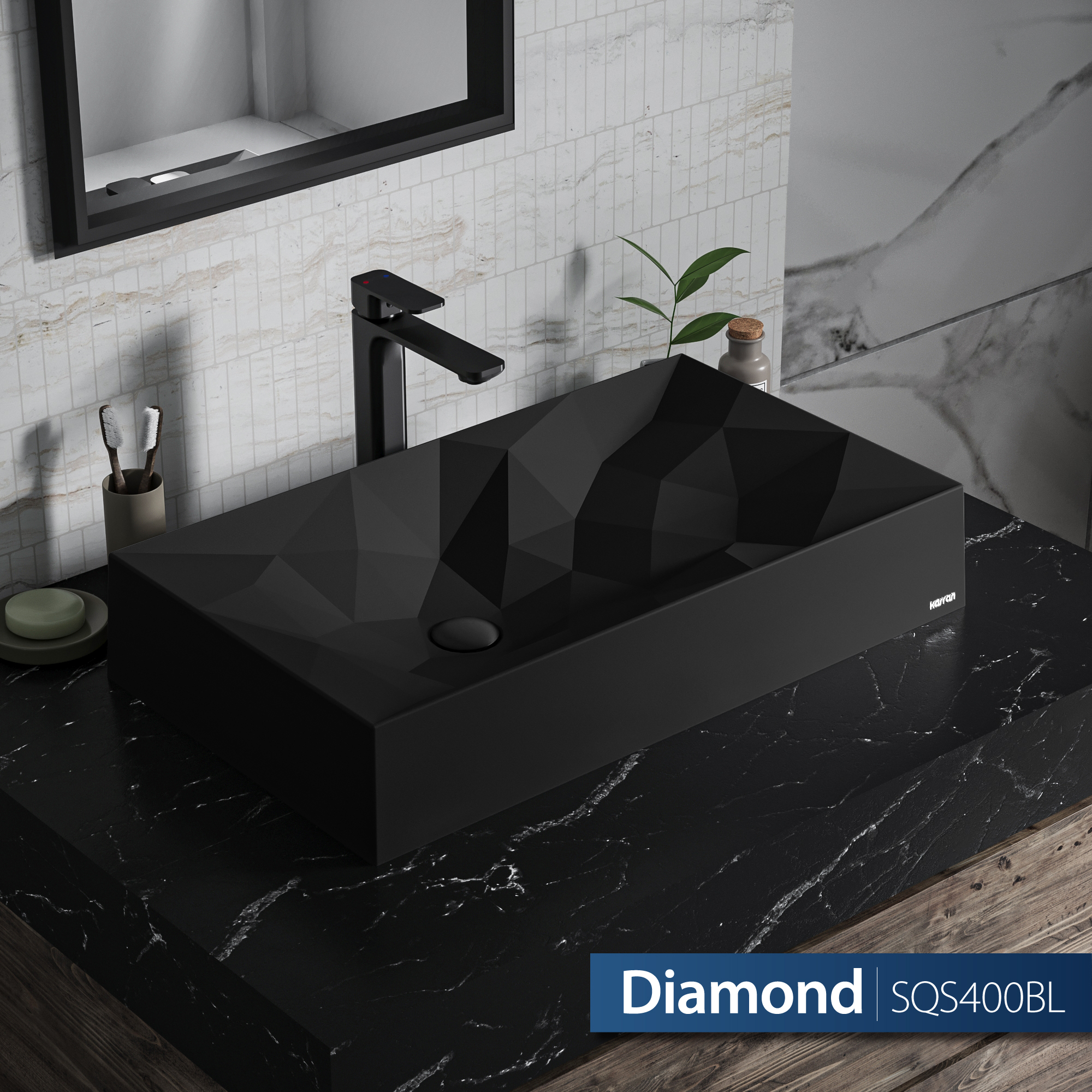 28-1/8" Vessel Quartz Composite Bathroom Sink In Black