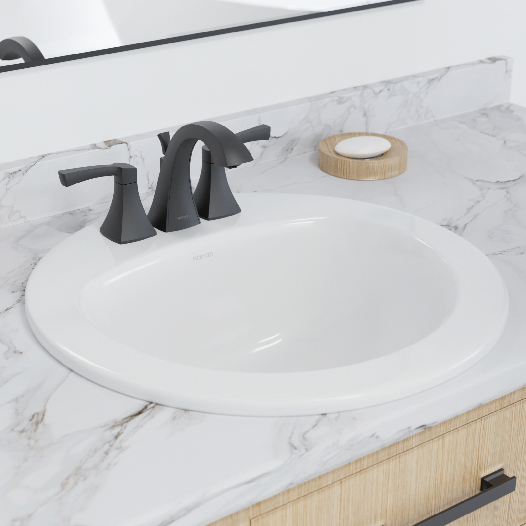 Valera 20" Circular Top Mount Vitreous China Bathroom Sink In White