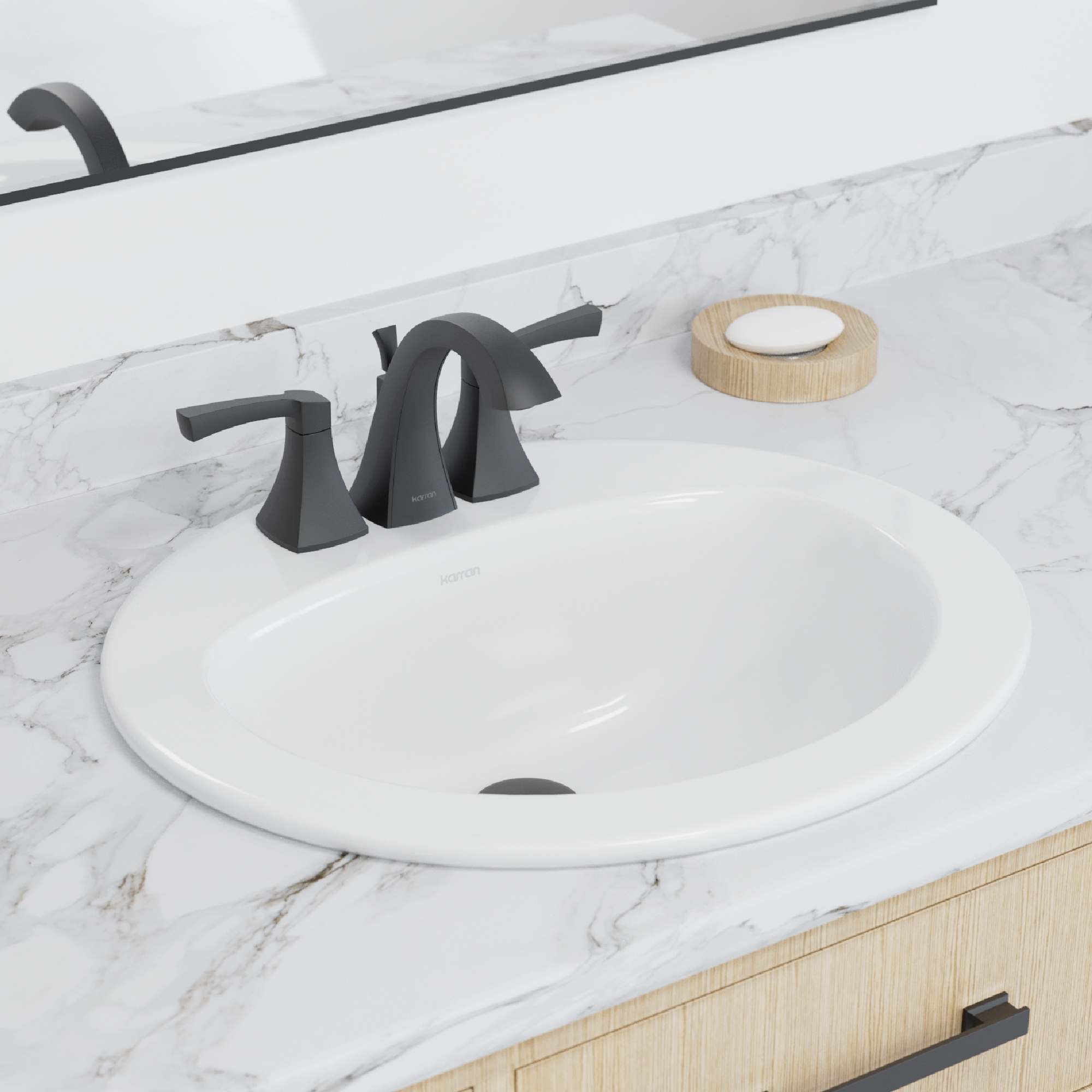 Valera 21" Oval Top Mount Vitreous China Bathroom Sink In White