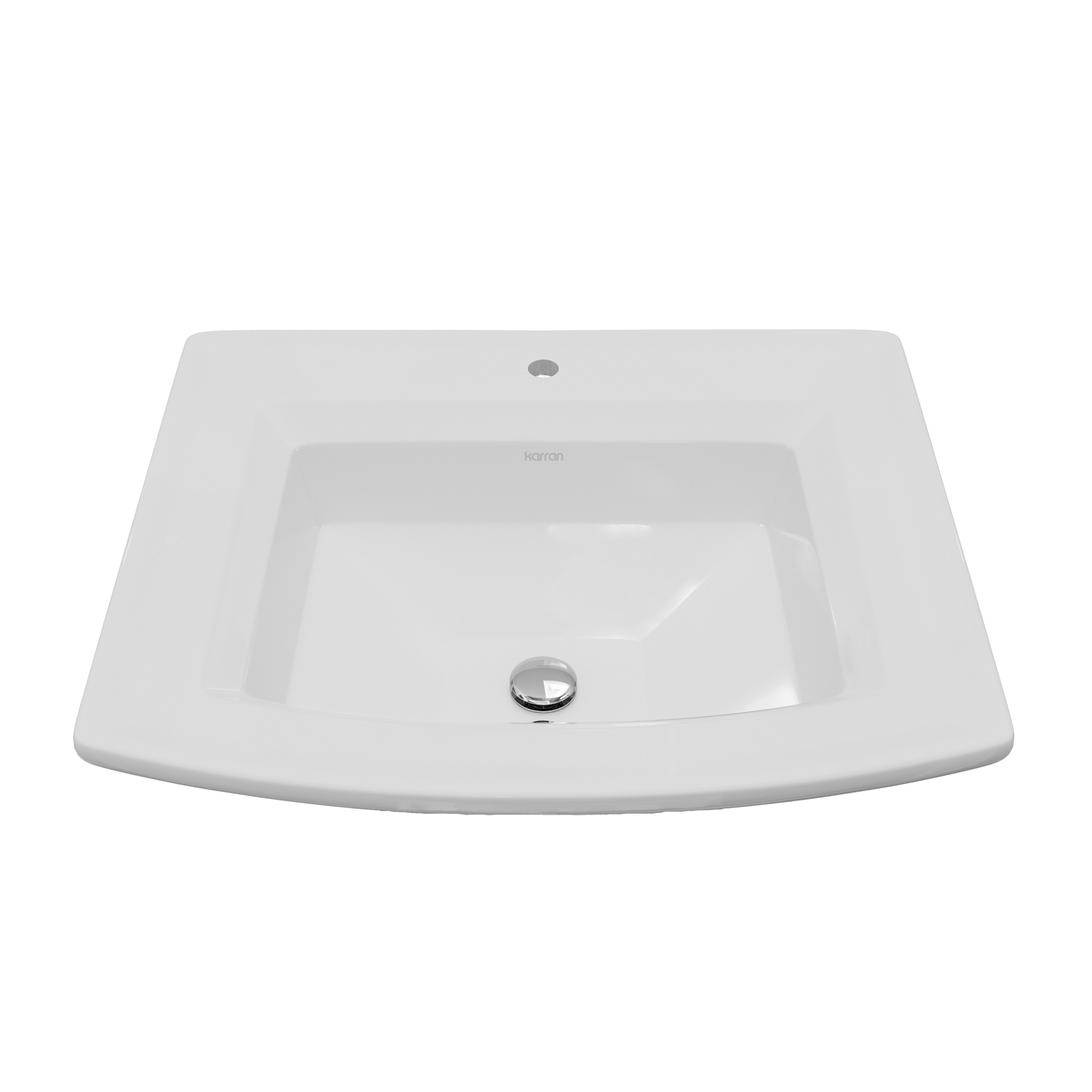 Valera 23" Curved Rectangular Top Mount Vitreous China Bathroom Sink In White