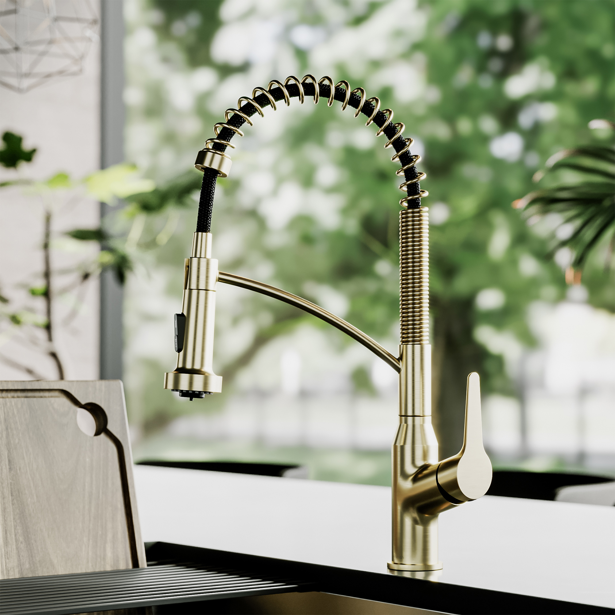 Scottsdale Single Handle Pull-Down Sprayer Commercial Style Kitchen Faucet In Spot-Free Brushed Gold