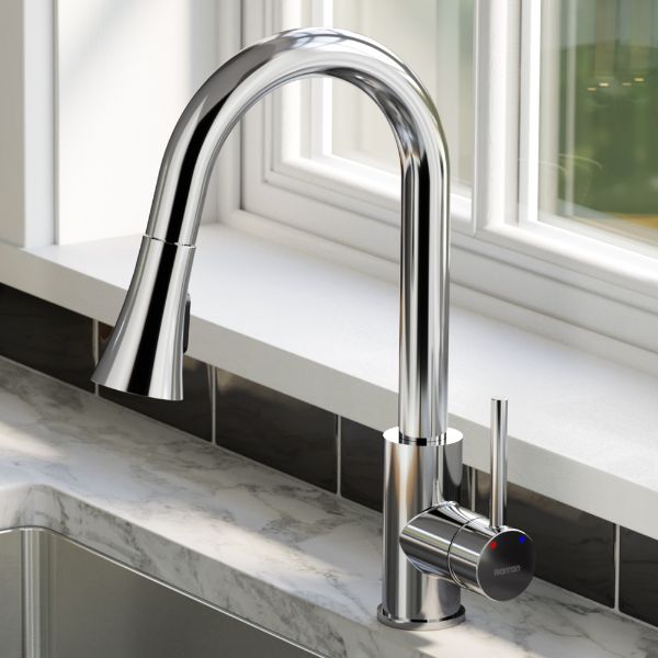 Weybridge Single Hole Single Handle Pull-Down Sprayer Kitchen Faucet In Chrome