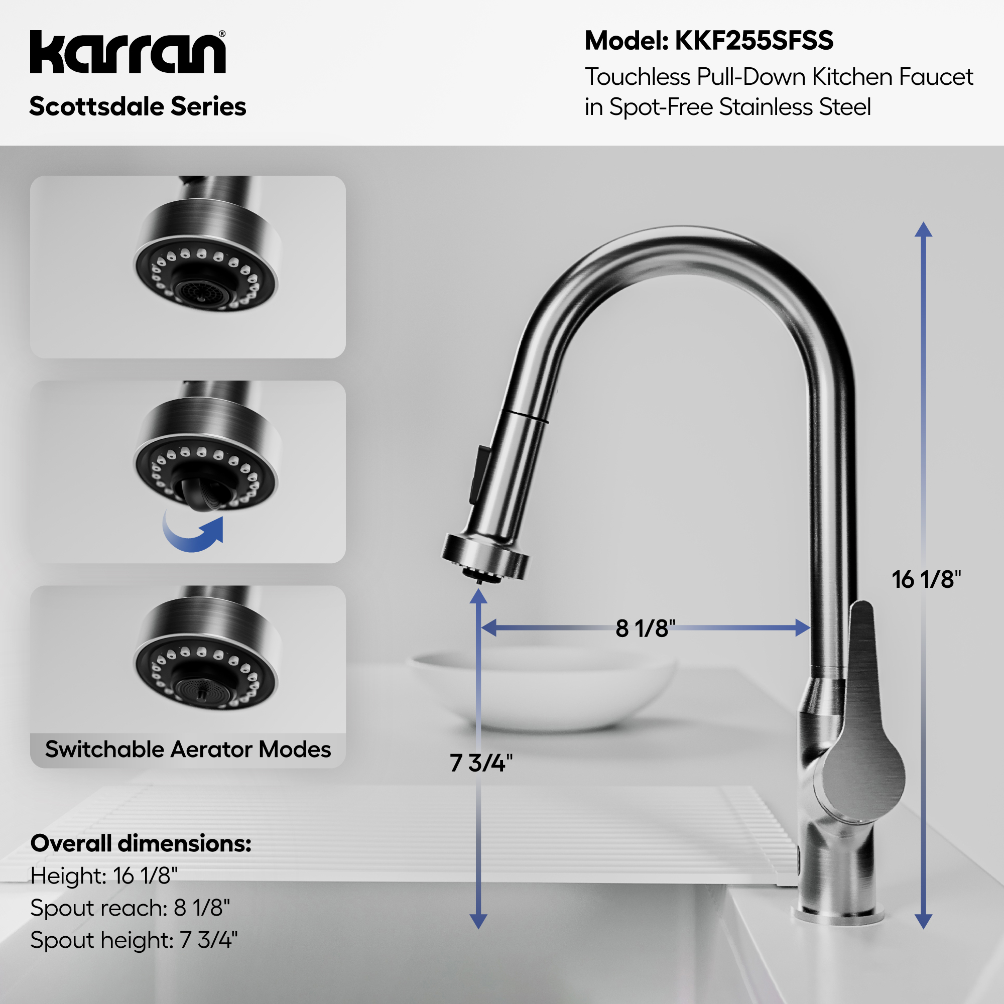 Scottsdale Single Handle Pull-Down Sprayer Kitchen Faucet In Spot-Free Stainless Steel