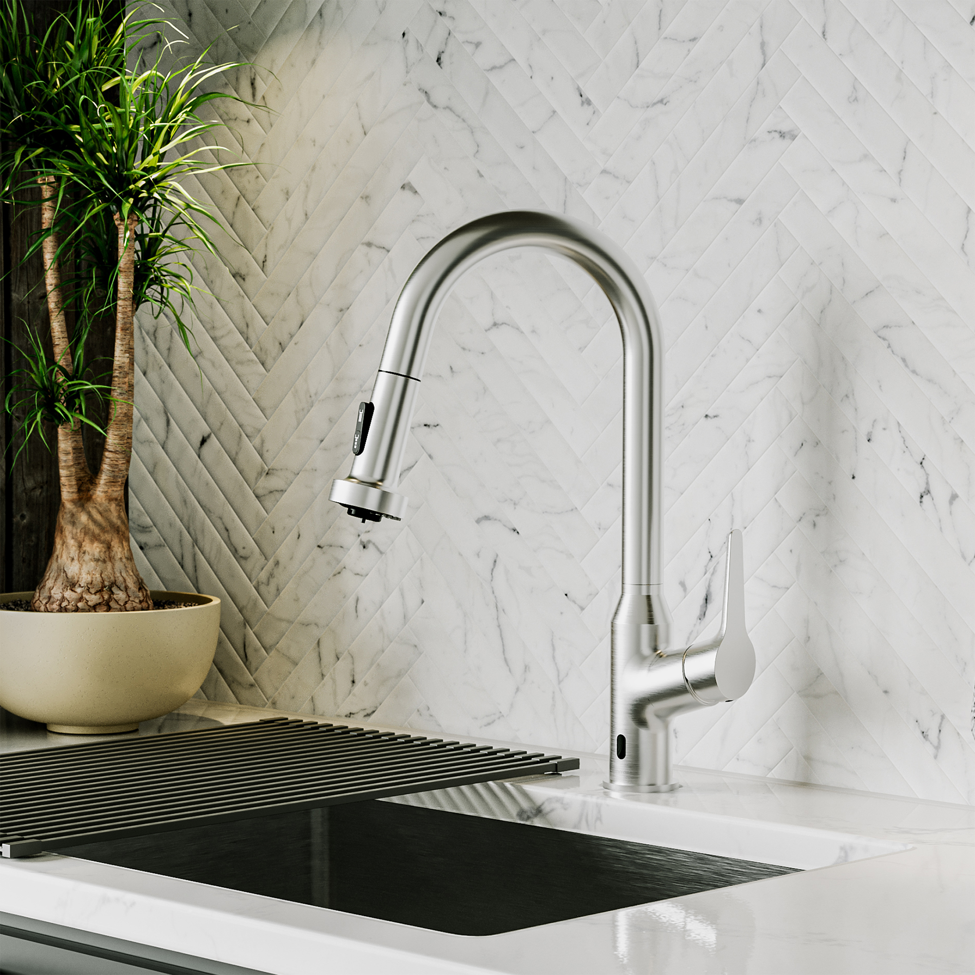 Scottsdale Single Handle Pull-Down Sprayer Kitchen Faucet In Spot-Free Stainless Steel