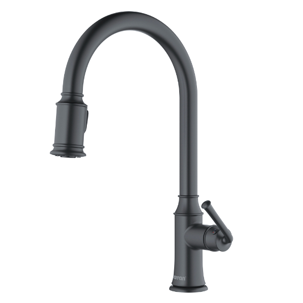 Auburn Single Hole Single Handle Pull-Down Sprayer Kitchen Faucet In Gunmetal Grey