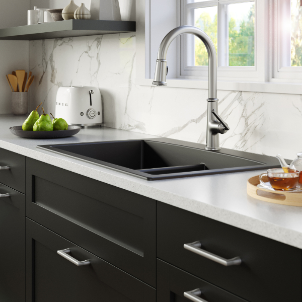 Elwood Single Hole Single Handle Pull-Down Sprayer Kitchen Faucet In Stainless Steel