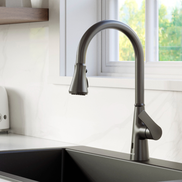 Kadoma Single Hole Single Handle Pull-Down Sprayer Sensor Kitchen Faucet In Gunmetal Grey