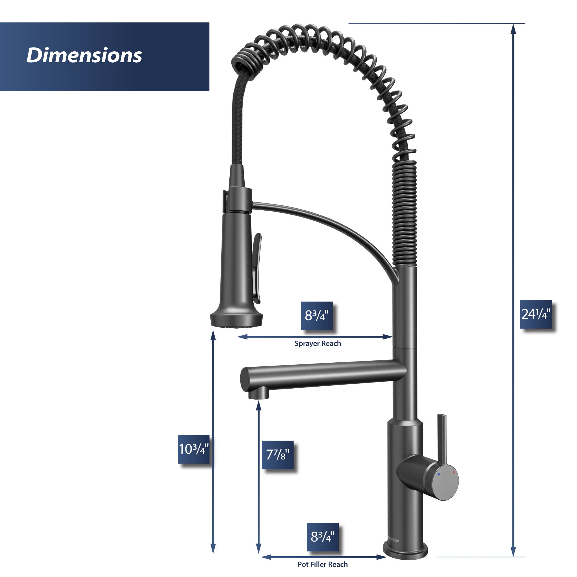 Adlington Single Hole Single Handle Pull-Down Sprayer Kitchen Faucet In Gunmetal Grey