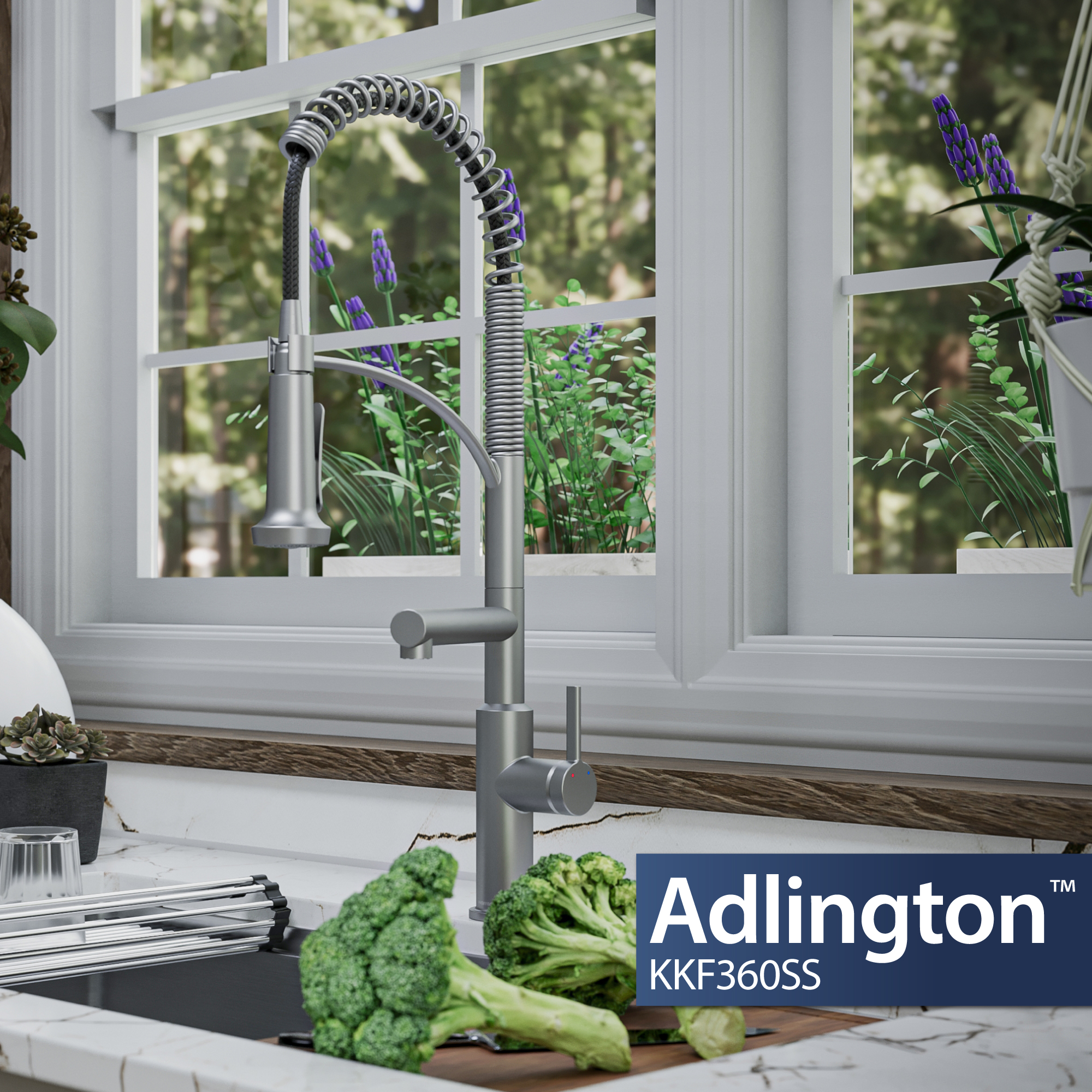 Adlington Single Hole Single Handle Pull-Down Sprayer Kitchen Faucet In Stainless Steel