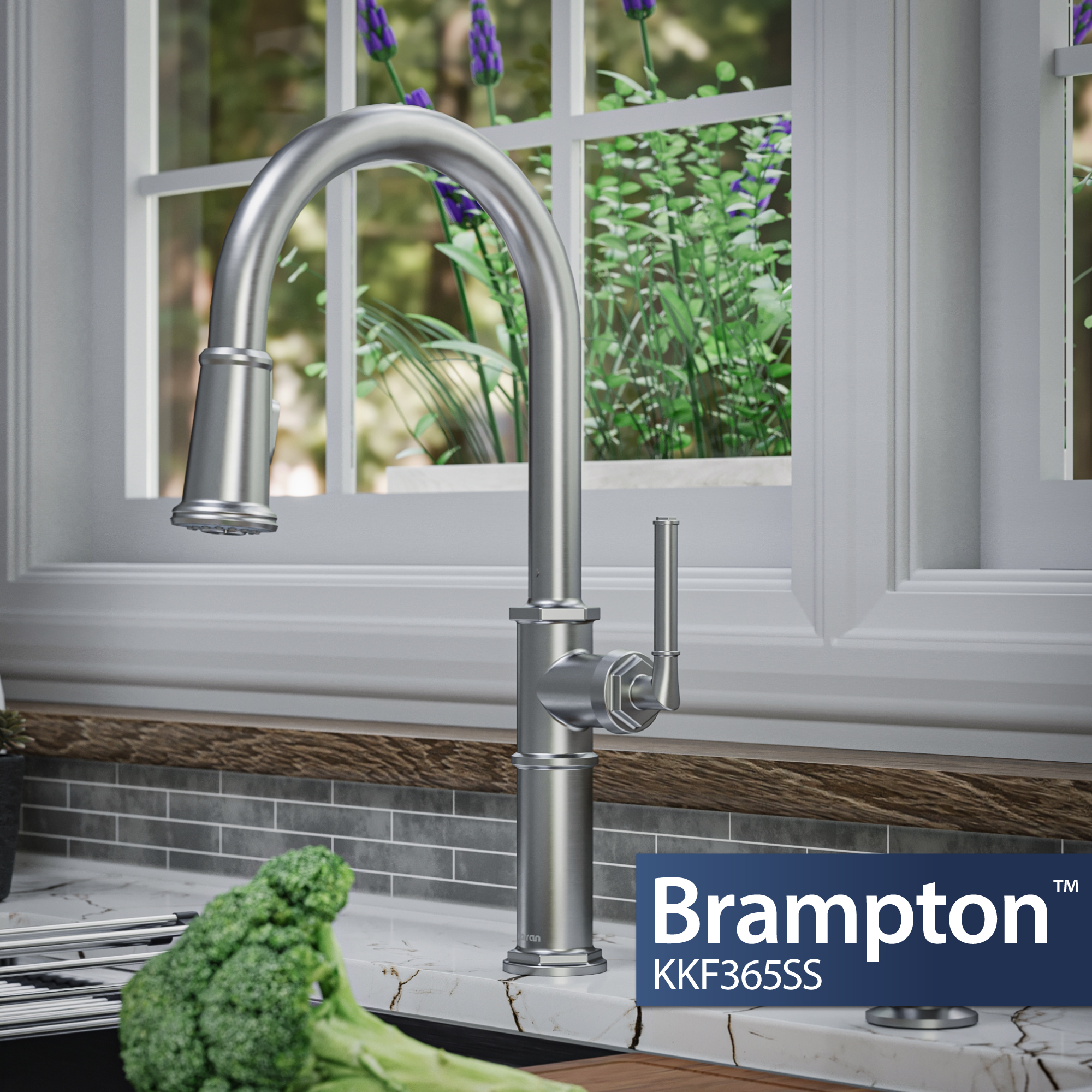 Brampton Single Hole Single Handle Pull-Down Sprayer Kitchen Faucet In Stainless Steel