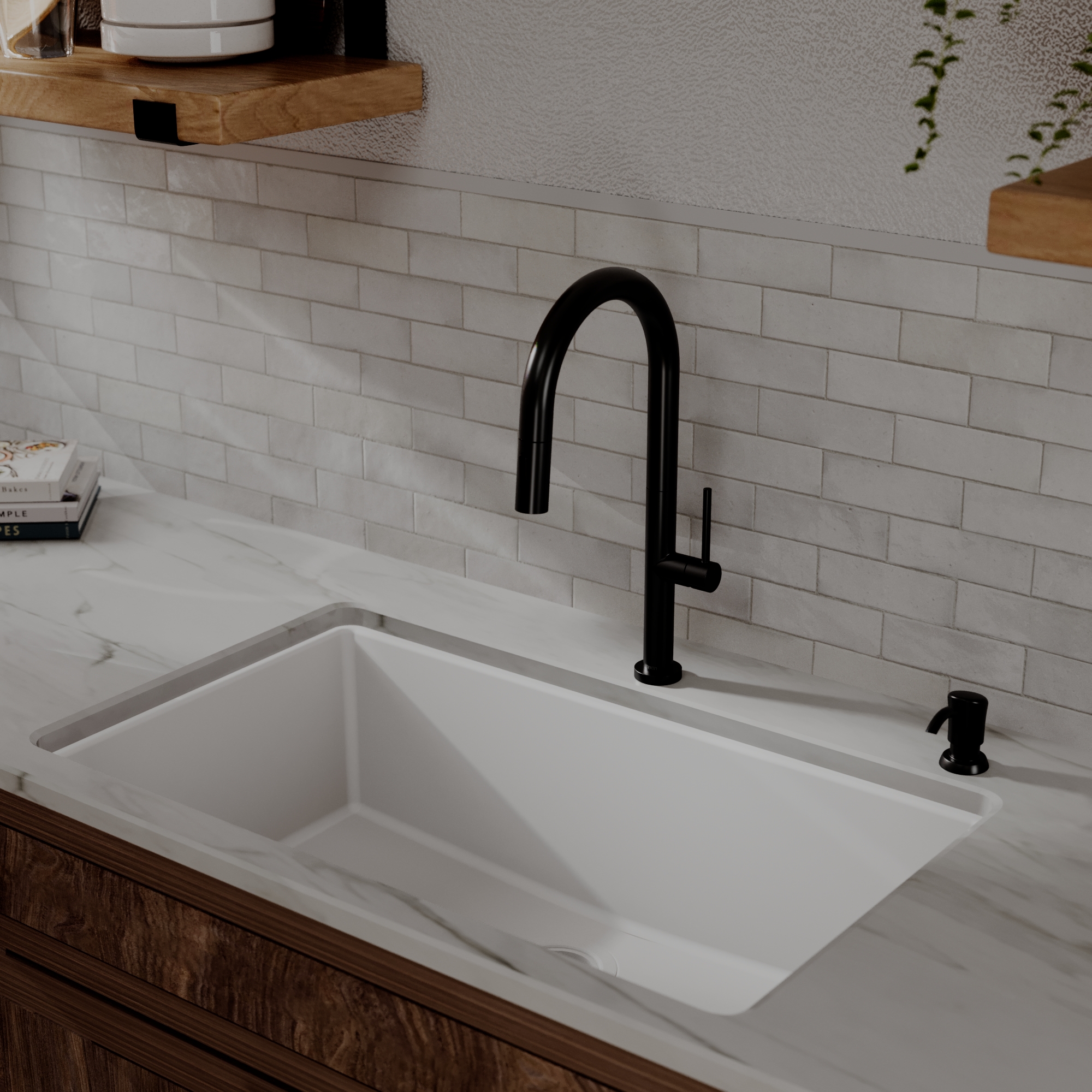 Brynford Single Handle Pull-Down Sprayer Kitchen Faucet In Matte Black