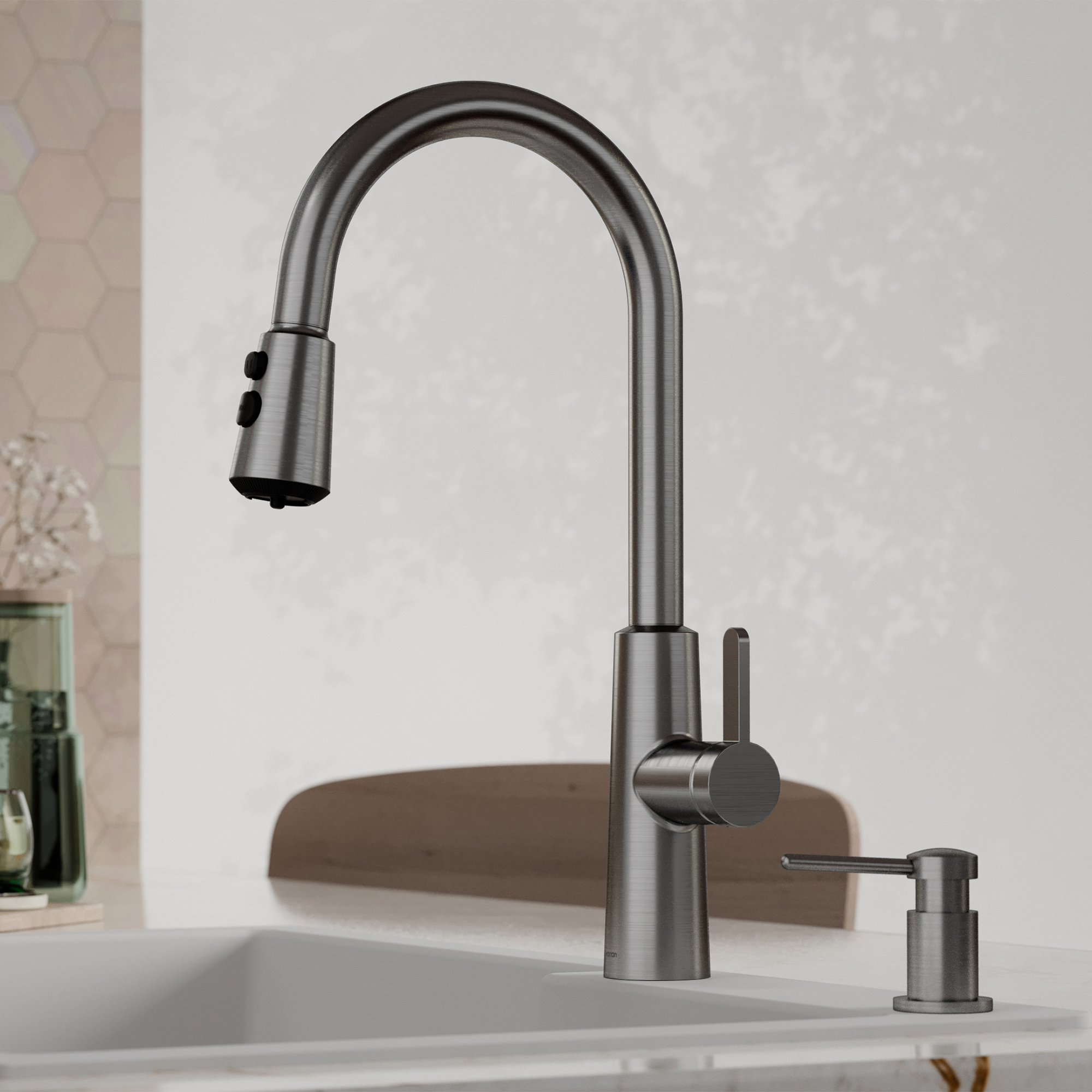 Elmsworth Pull-Down Sprayer Kitchen Faucet In Spot-Free Gunmetal Grey