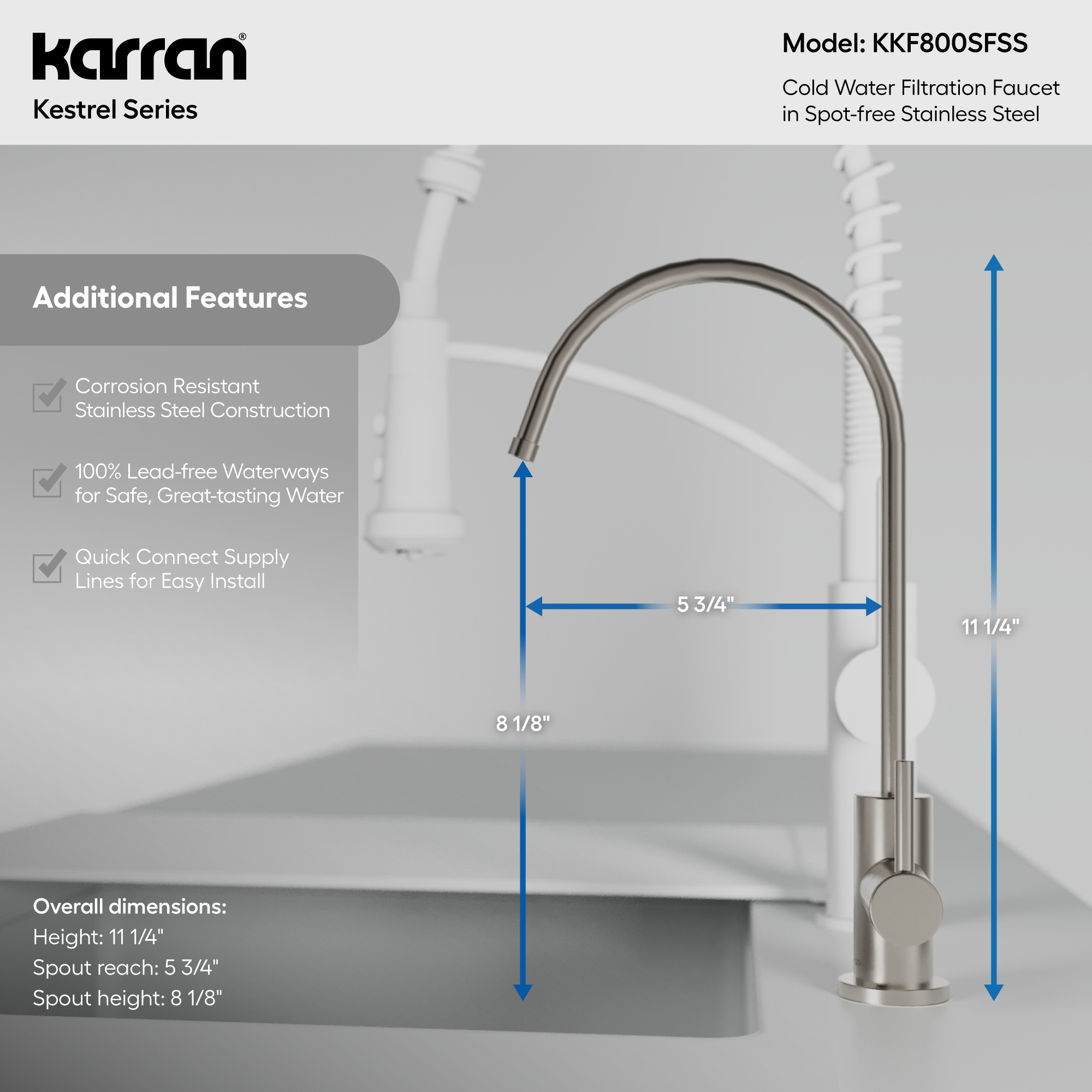 Kestrel Single Handle Beverage Faucet In Spot-Free Stainless Steel