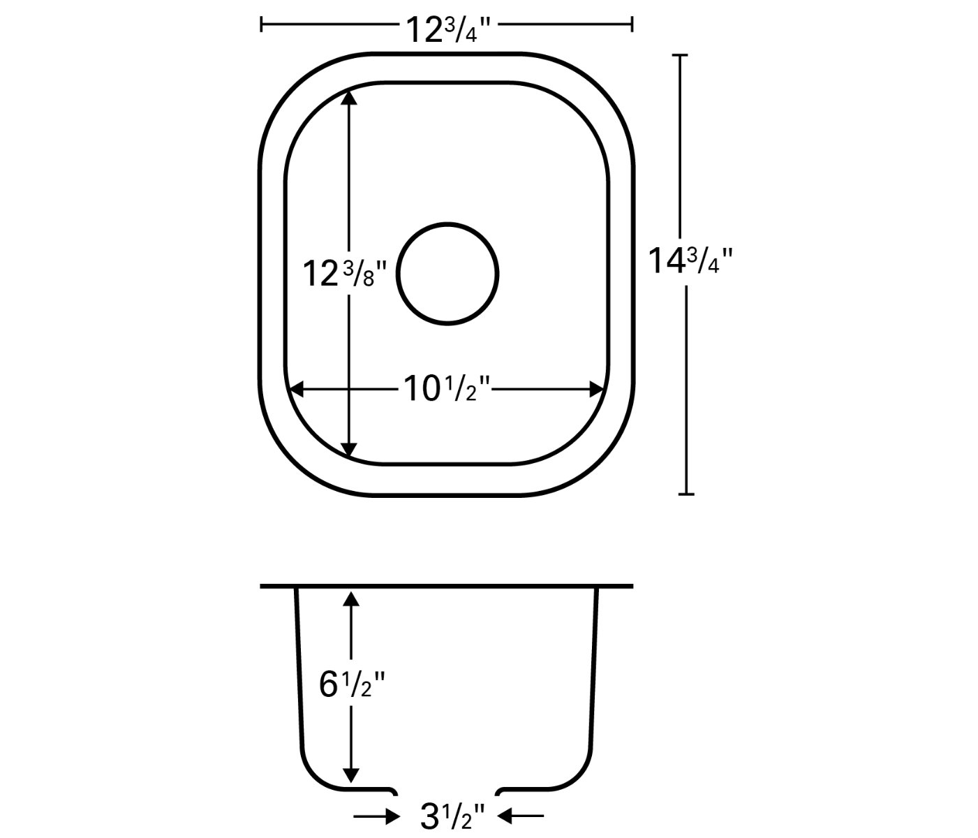 12-3/4" Seamless Undermount Stainless Steel Bar/Prep Sink
