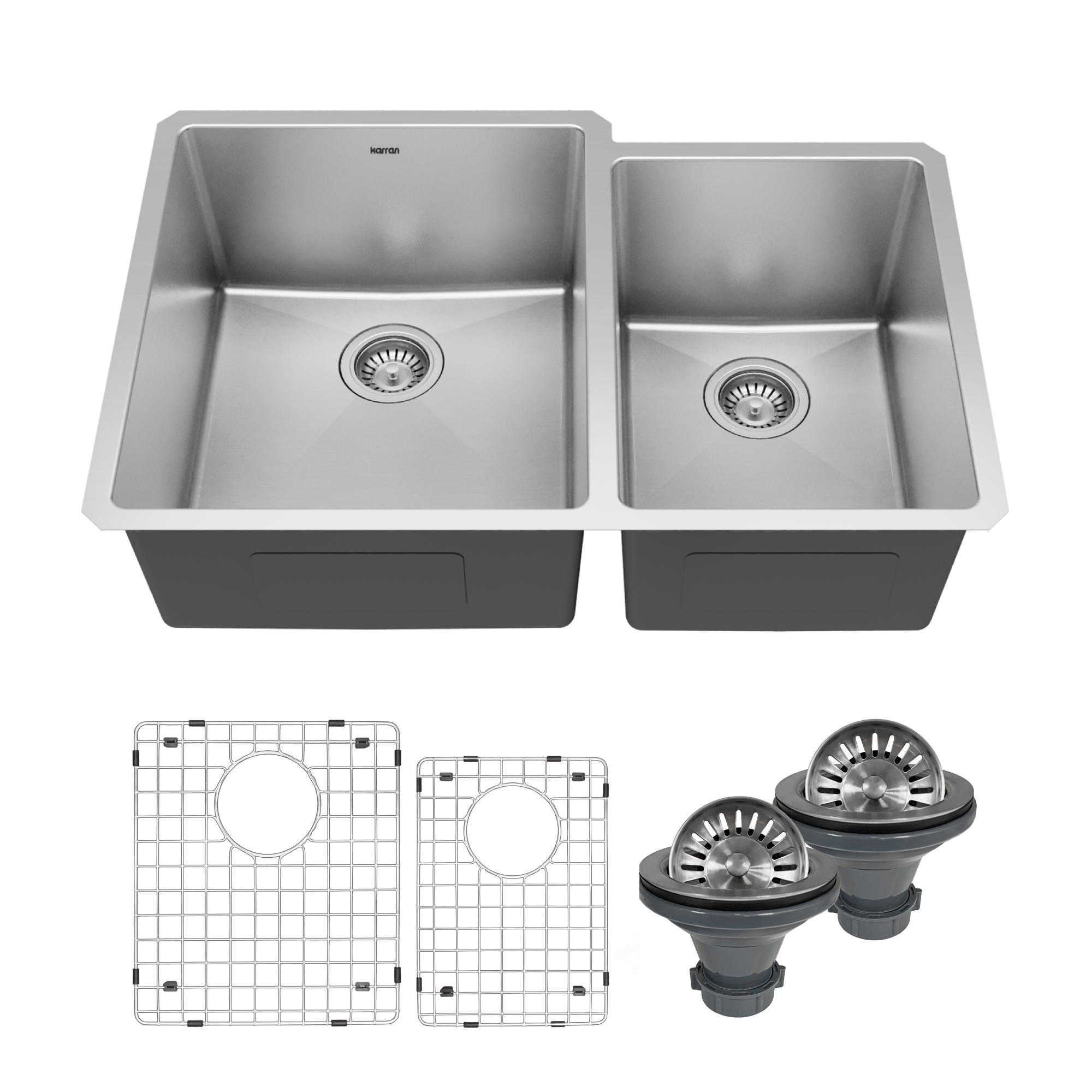 Elite 33" Undermount 16 Gauge Double Bowl Stainless Steel Kitchen Sink with Accessories