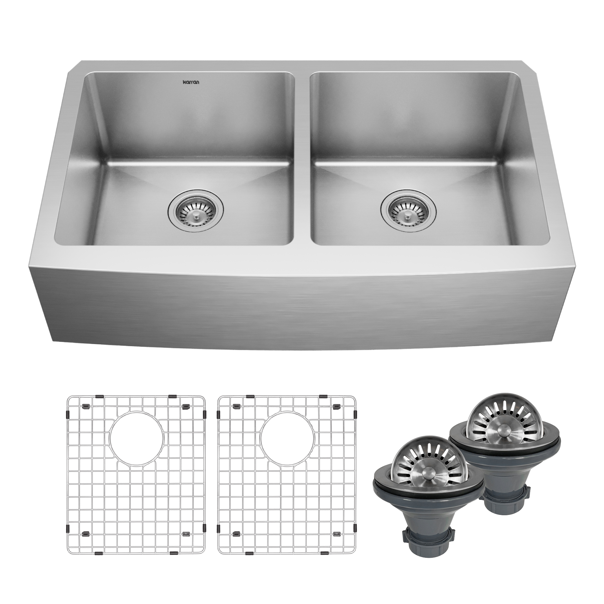36" Farmhouse Double Equal Bowl Stainless Steel Kitchen Sink Kit