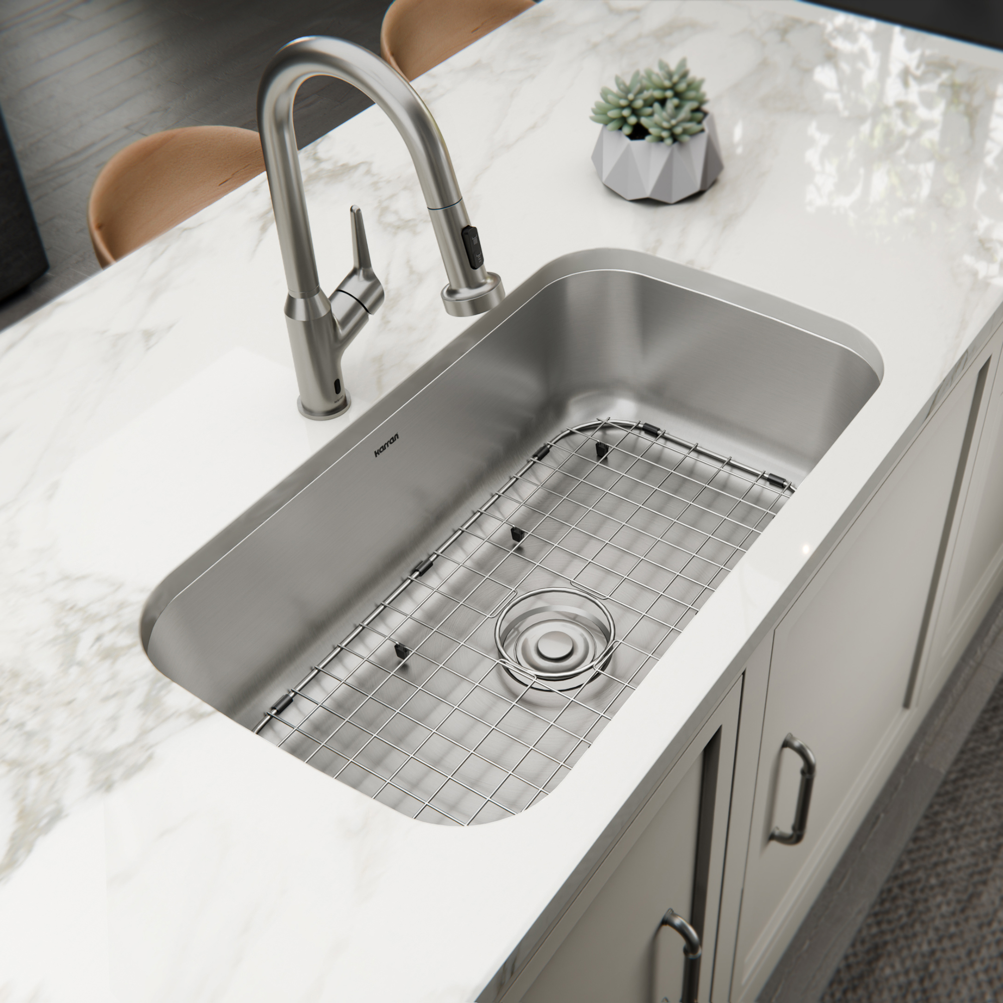 Profile 32" Undermount 18 Gauge Single Bowl Stainless Steel Kitchen Sink with Accessories