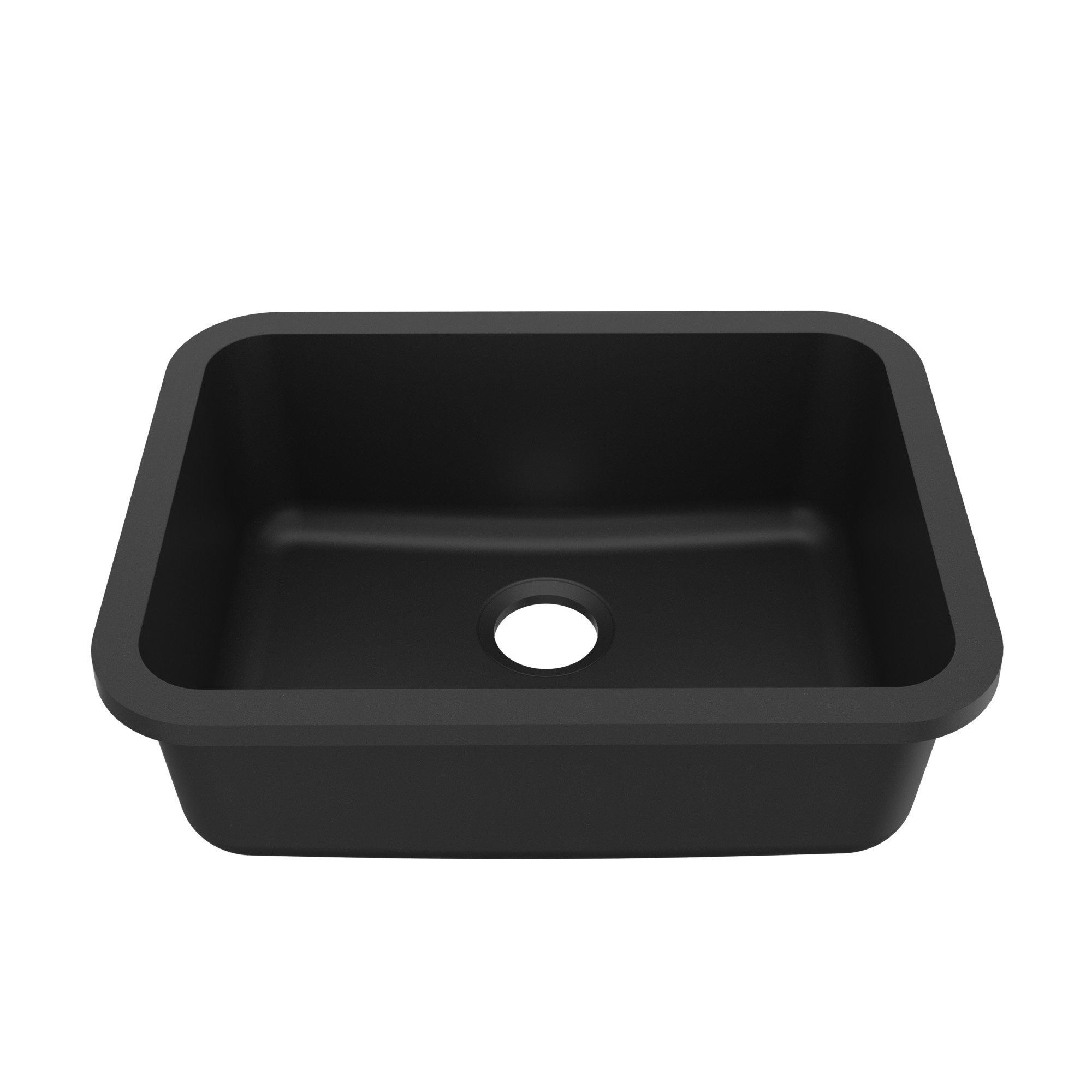24-1/8" Seamless Undermount Single Bowl Quartz Composite Kitchen Sink In Black