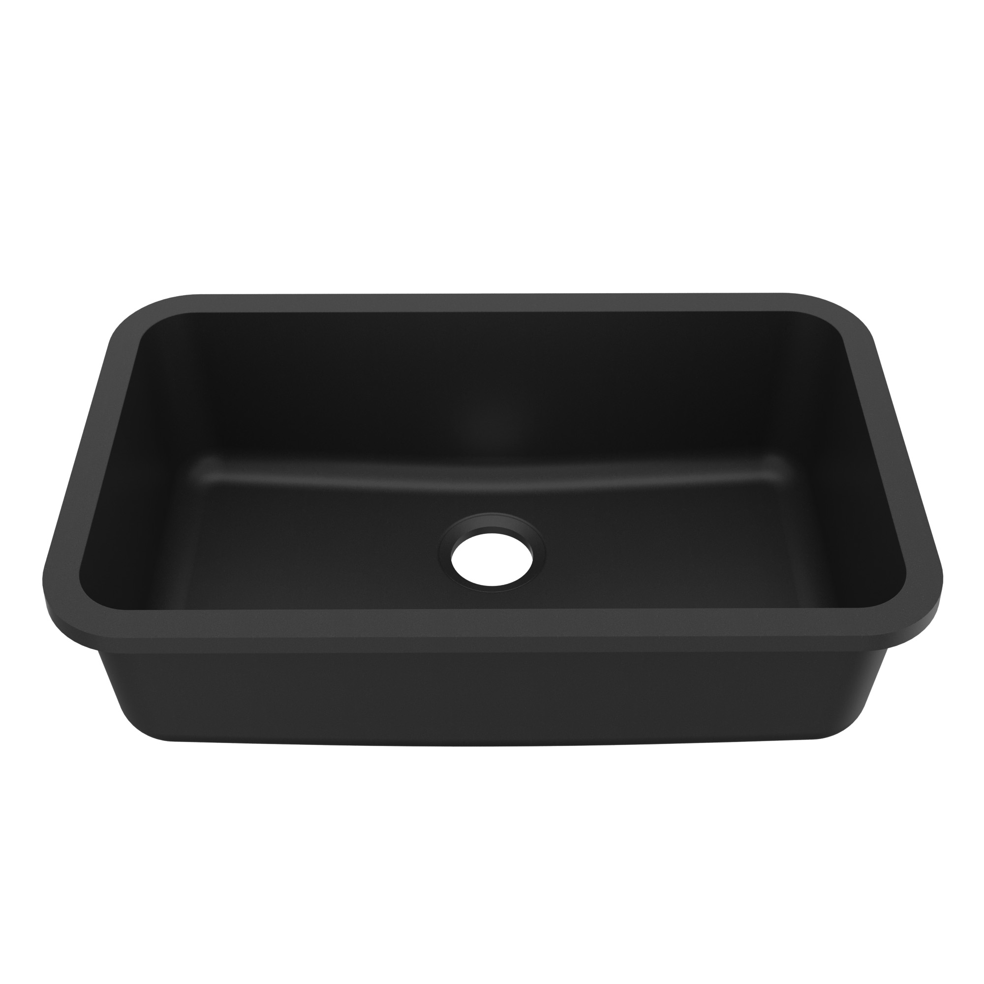 30-7/8" Seamless Undermount Large Single Bowl Quartz Composite Kitchen Sink In Black