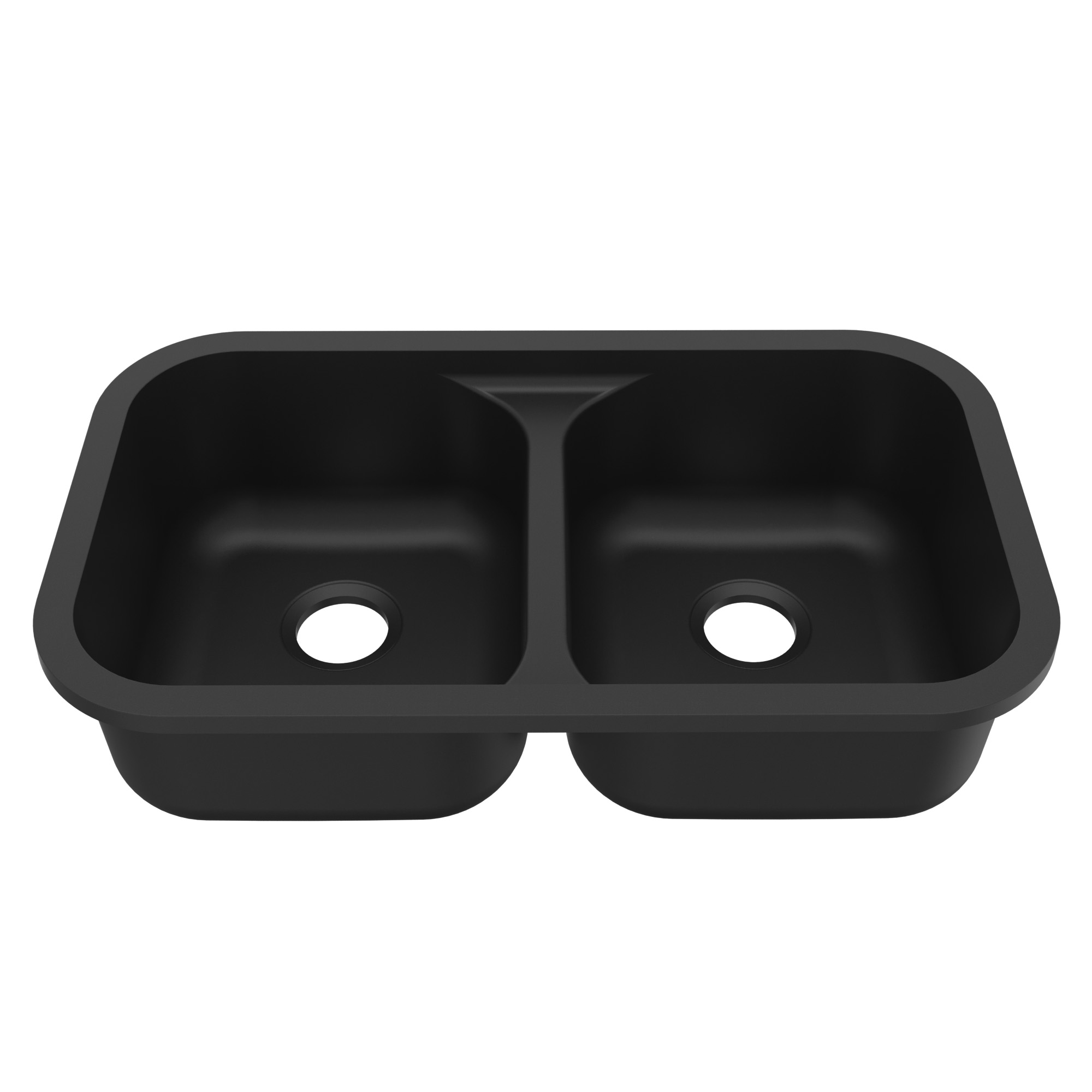 32-7/8" Seamless Undermount Doube Equal Bowl Quartz Composite Kitchen Sink In Black