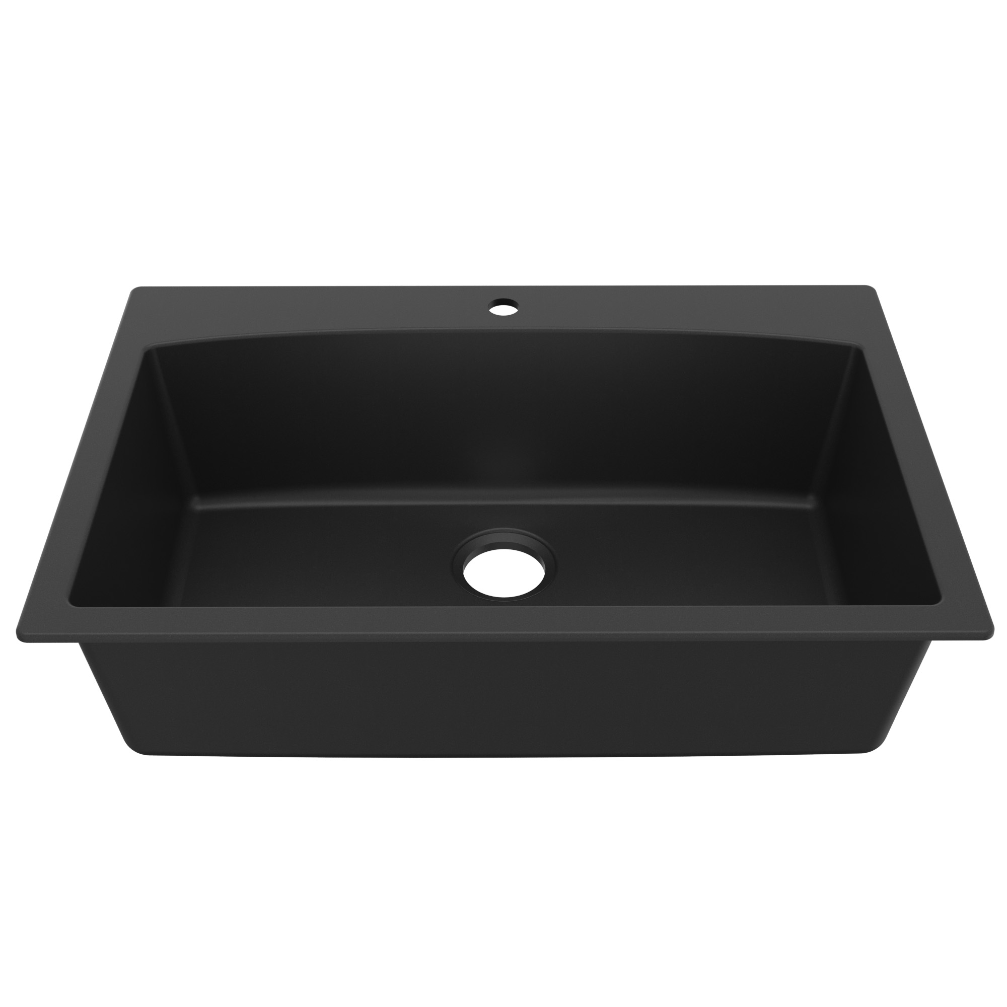 33" Top Mount Large Single Bowl Quartz Composite Kitchen Sink In Black