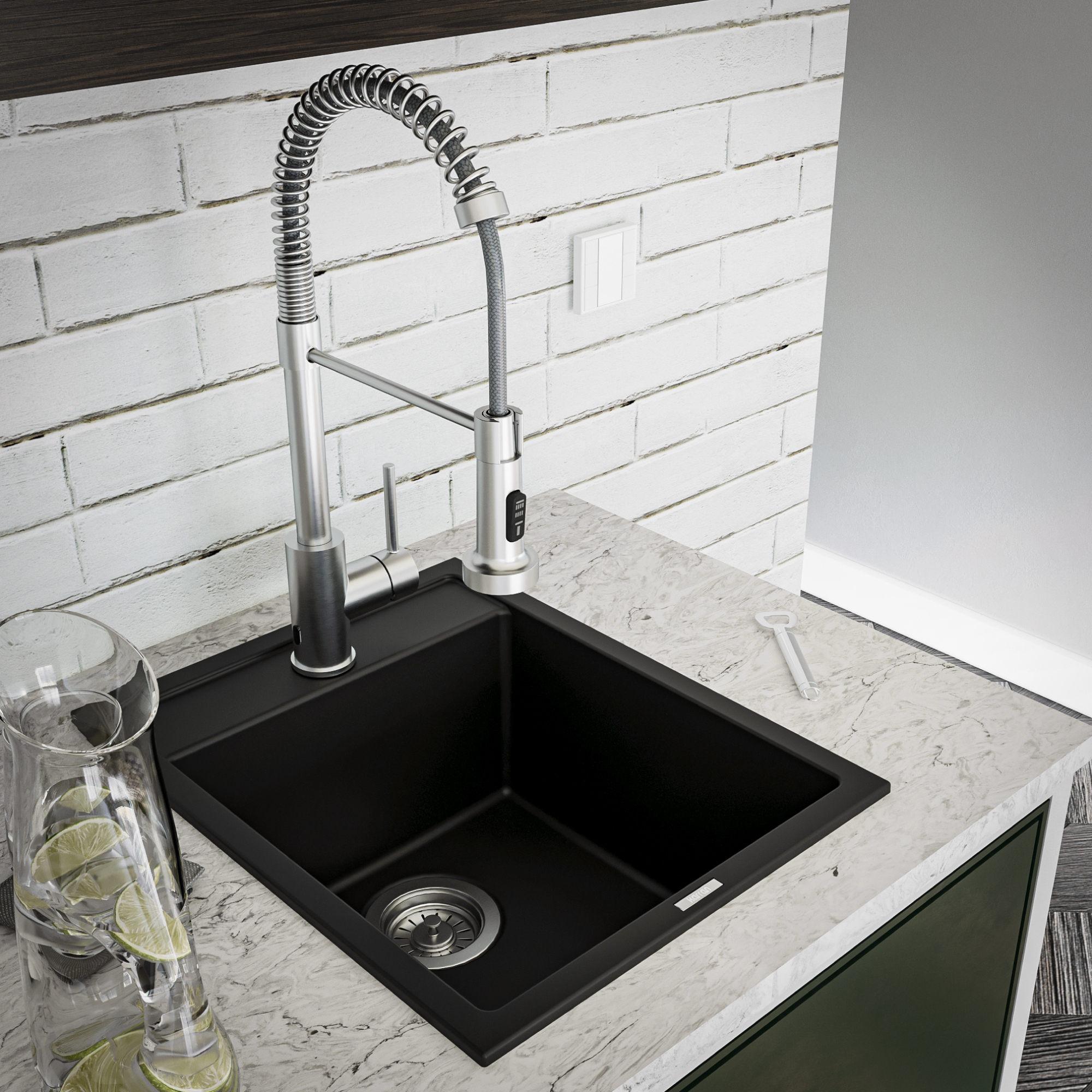15-3/4" Top Mount Quartz Composite Bar/Prep Sink In Black