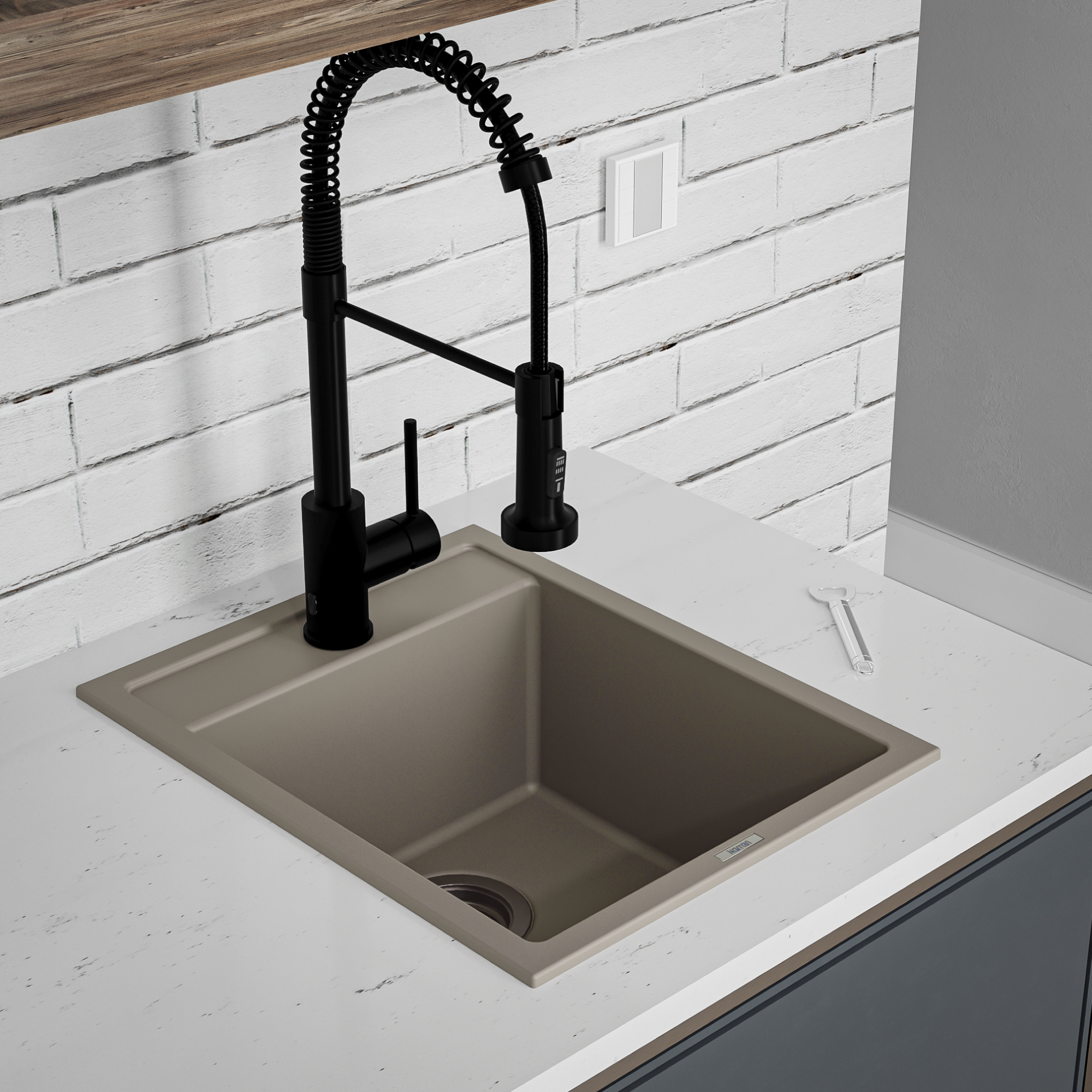 15-3/4" Top Mount Quartz Composite Bar/Prep Sink In Concrete