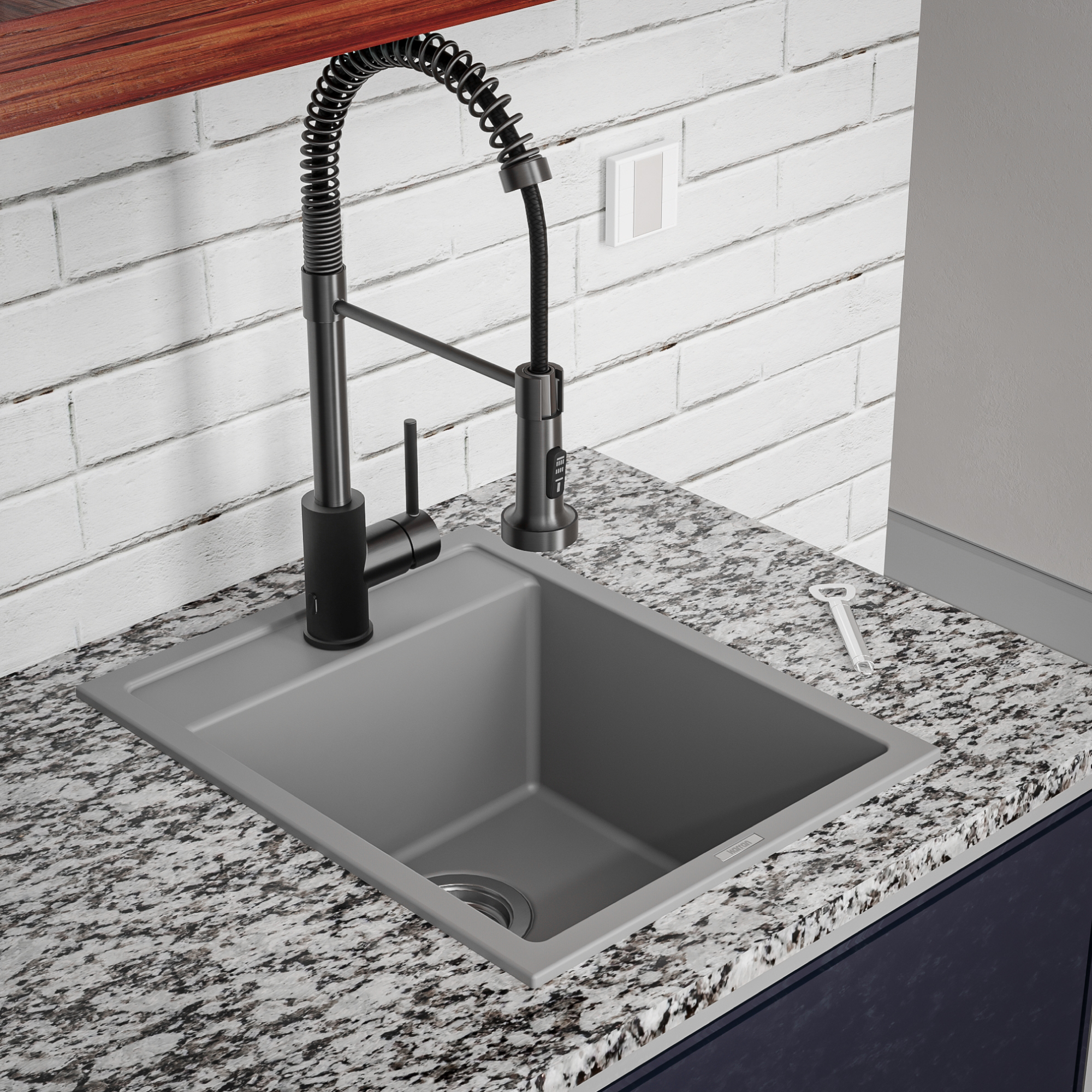 15-3/4" Top Mount Quartz Composite Bar/Prep Sink In Grey