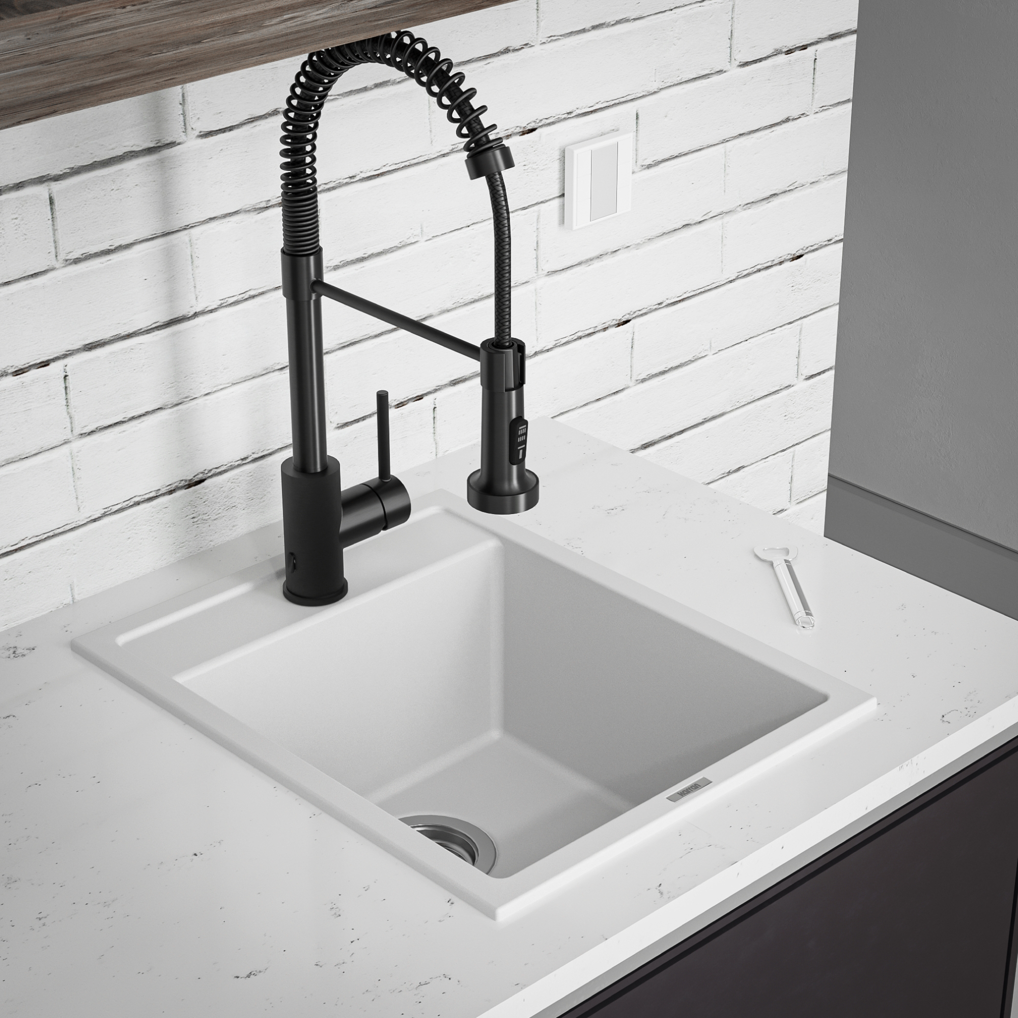 15-3/4" Top Mount Quartz Composite Bar/Prep Sink In White
