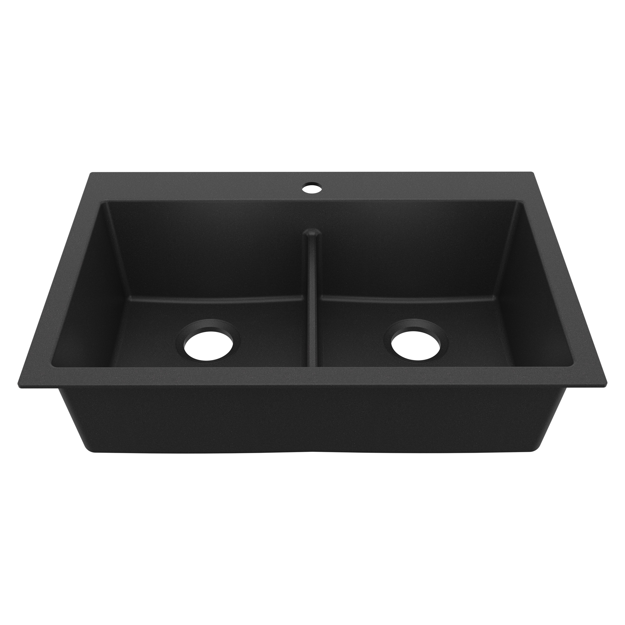 33" Top Mount Double Bowl Granite Kitchen Sink in Black