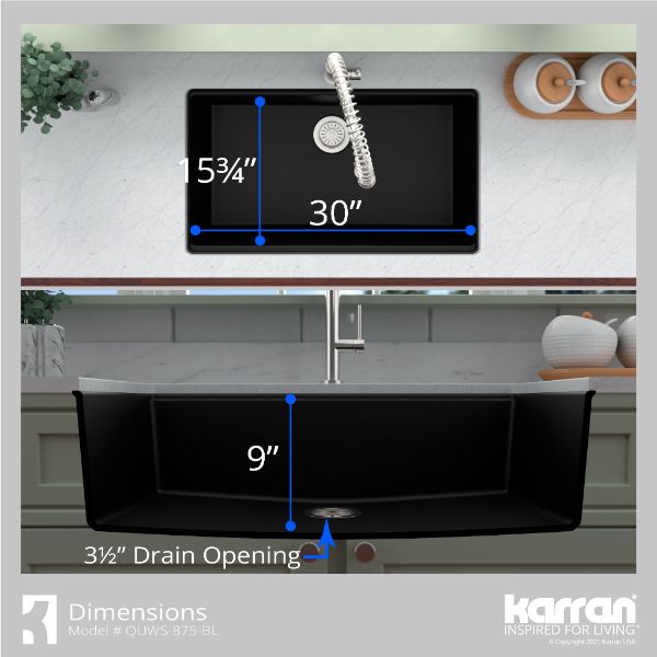 32" Undermount Large Single Bowl Quartz Composite Workstation Kitchen Sink In Black