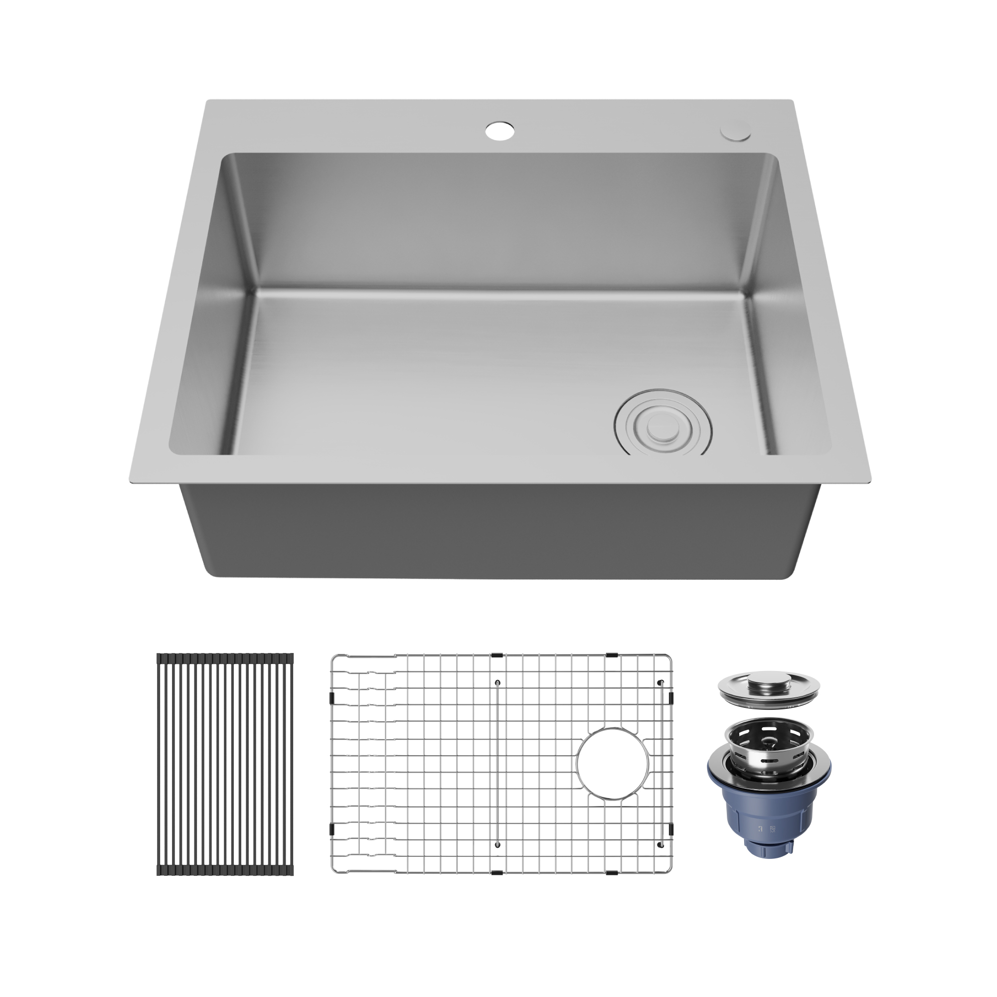 Fusion 28" Top Mount 16 Gauge Single Bowl Stainless Steel Sink with Accessories