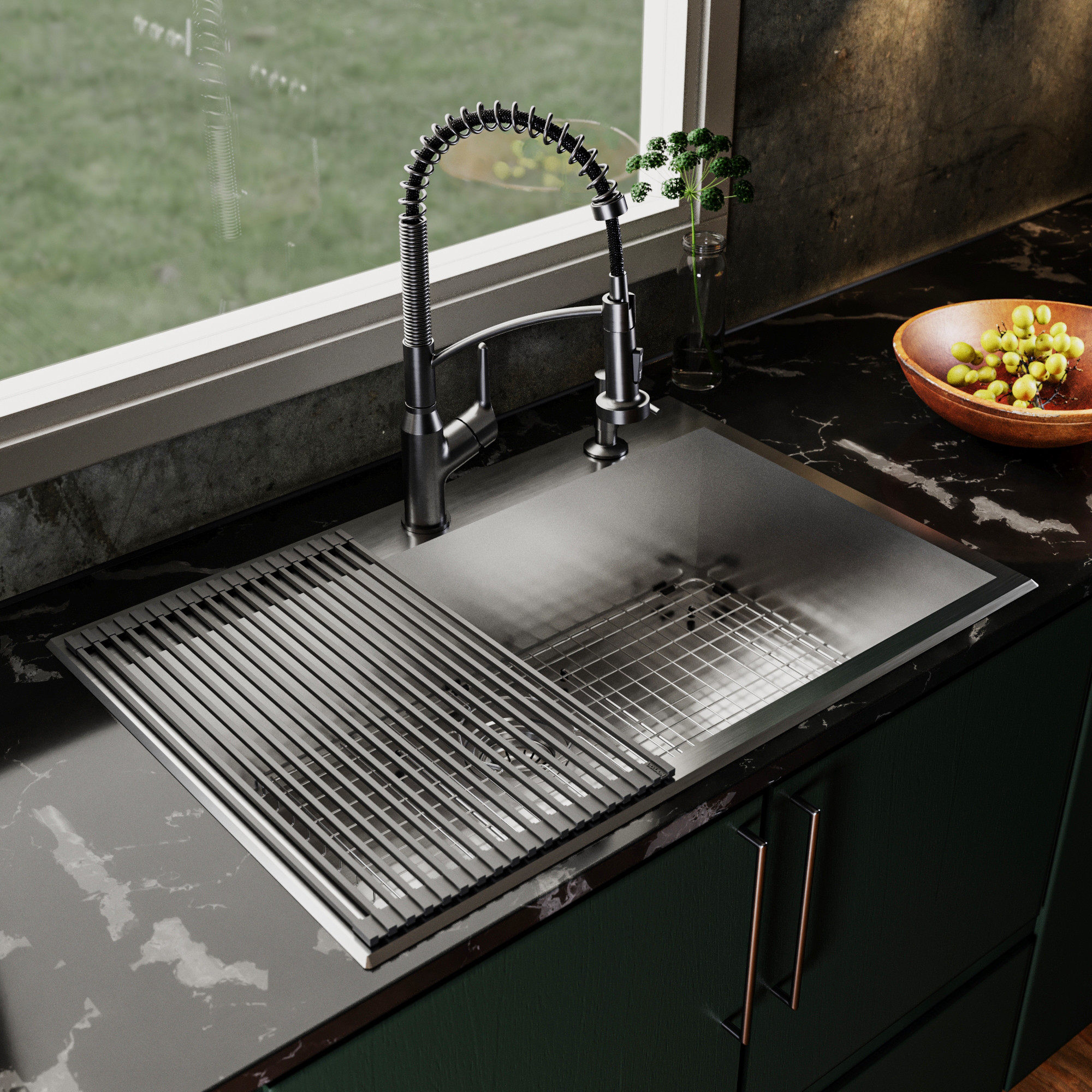 Fusion 33" Top Mount 18 Gauge Single Bowl Stainless Steel Sink with Accessories