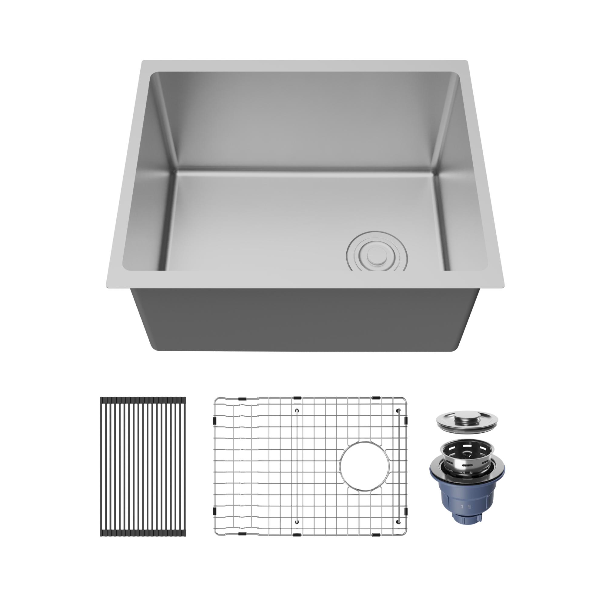 Fusion 23" Undermount 16 Gauge Single Bowl Laundry/Utility Stainless Steel Sink with Accessories