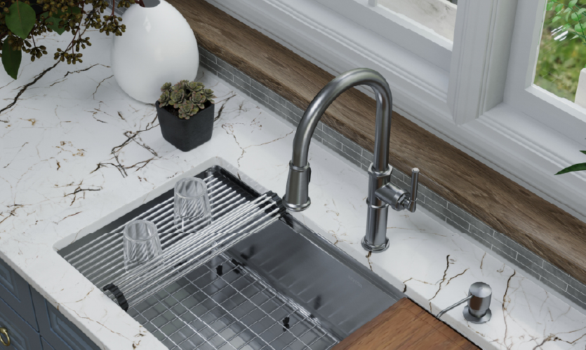 High Arc Pull Down Design with Silicon Nozzles