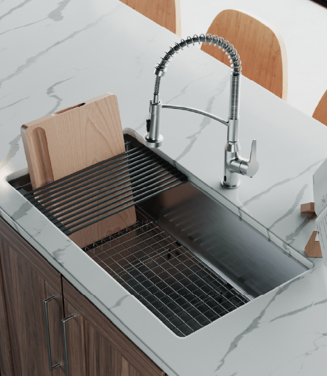 Dual-Function Installation: Flush Undermount or Full Workstation