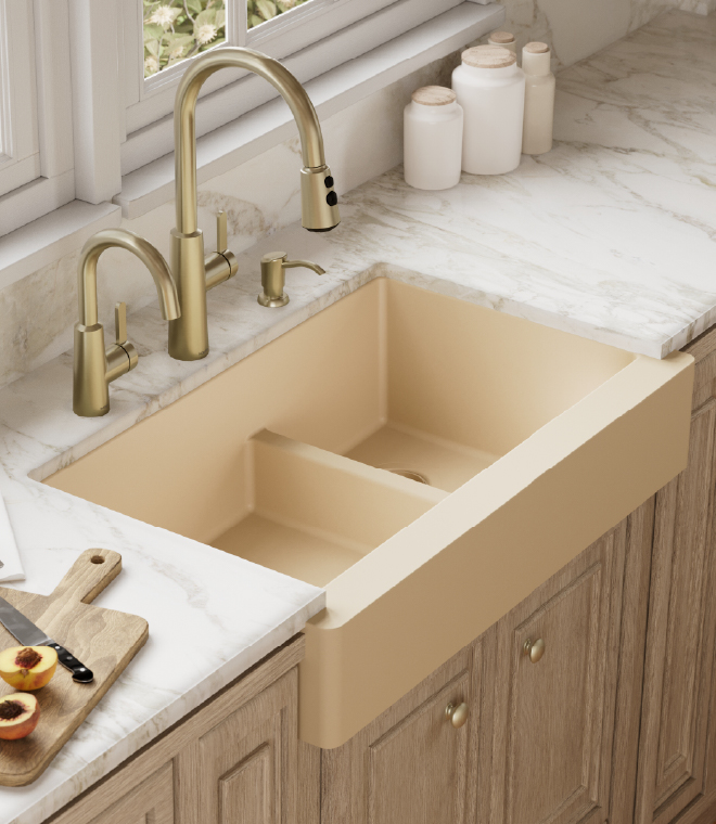 Karran Quartz Apron Front Large/Small Bowl Kitchen Sink