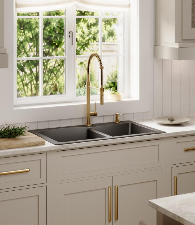 Karran Quartz Top Mount Large/Small Bowl Kitchen Sink