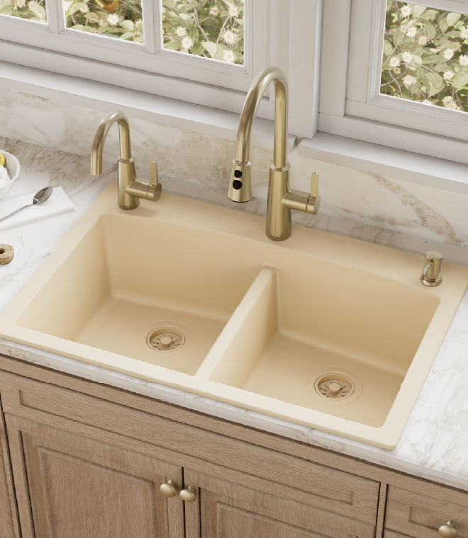 Karran Quartz Top Mount Double Bowl Kitchen Sink