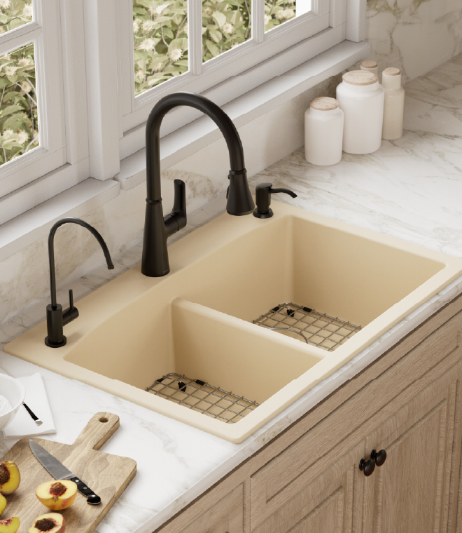 Karran Quartz Top Mount Double Bowl Kitchen Sink