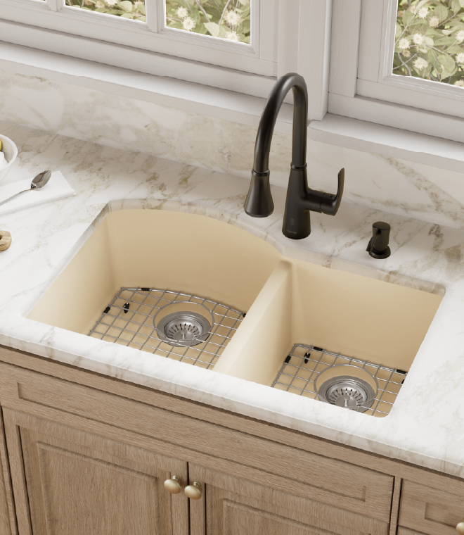 Karran Quartz Undermount Large/Small Bowl Kitchen Sink